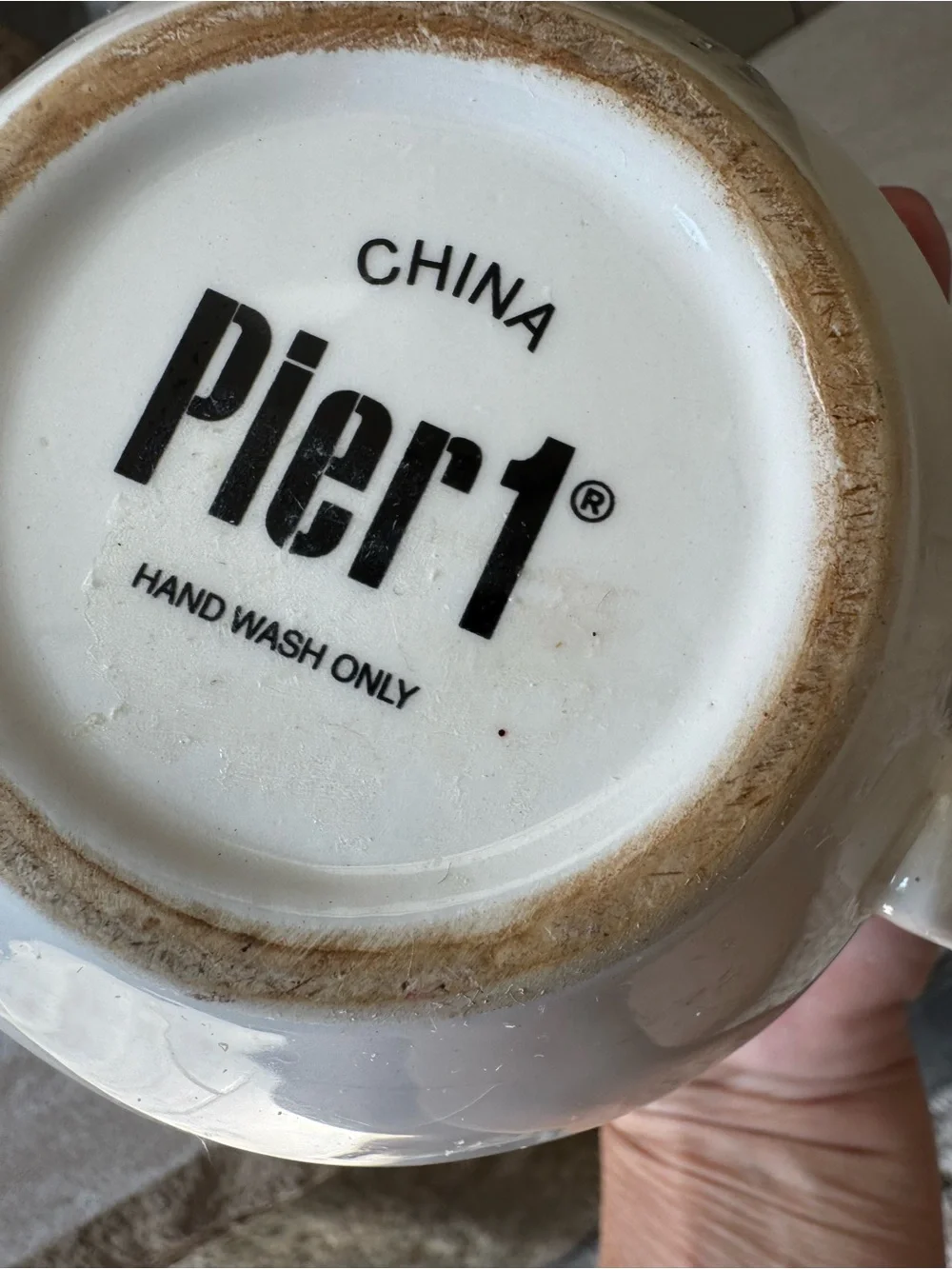 Pier 1 White Ceramic Teapot with Bold Logo